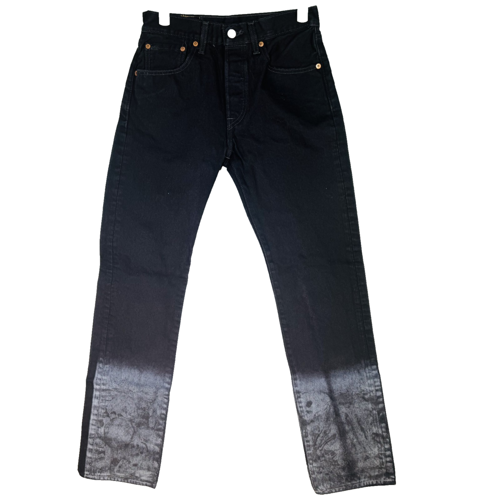 Vintage Levis 501 Jeans Mens 28x32 Black Acid Wash Straight Denim Button Fly